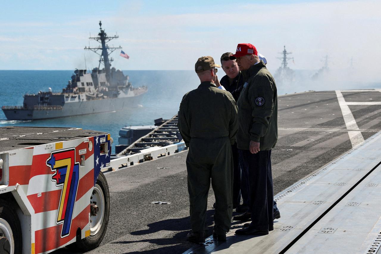 U.S. President Donald Trump visits the aircraft carrier USS George H.W. Bush