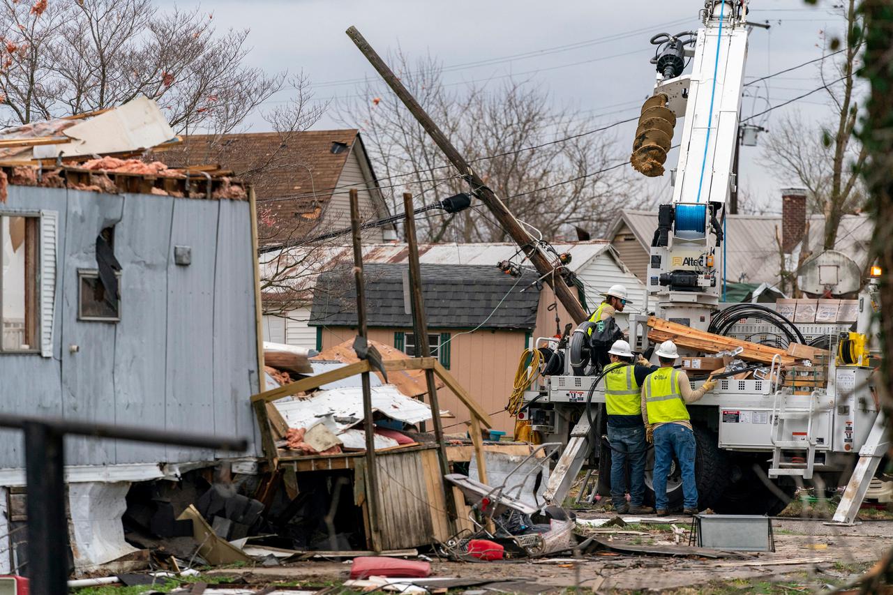 Storm damage is seen in Oakland City, Indiana