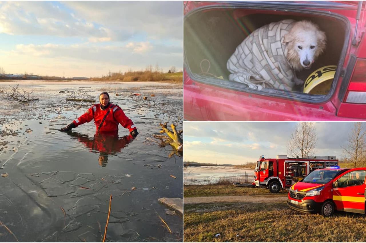 Spašavanje psa iz ledenog jezera