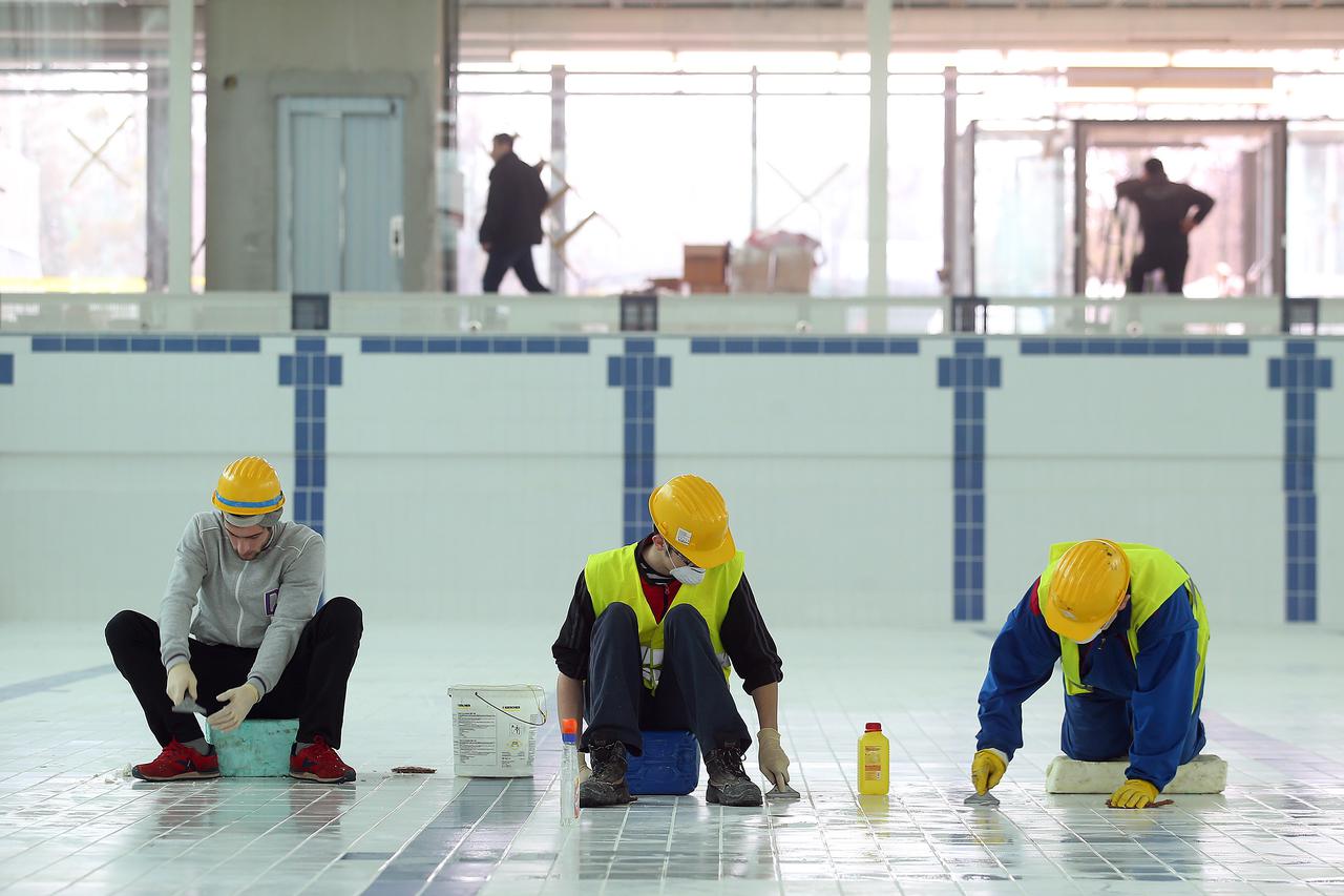 04.03.2016., Zagreb - Zavrsni radovi na bazenskom kompleksu Svetice. Photo: Jurica Galoic/PIXSELL