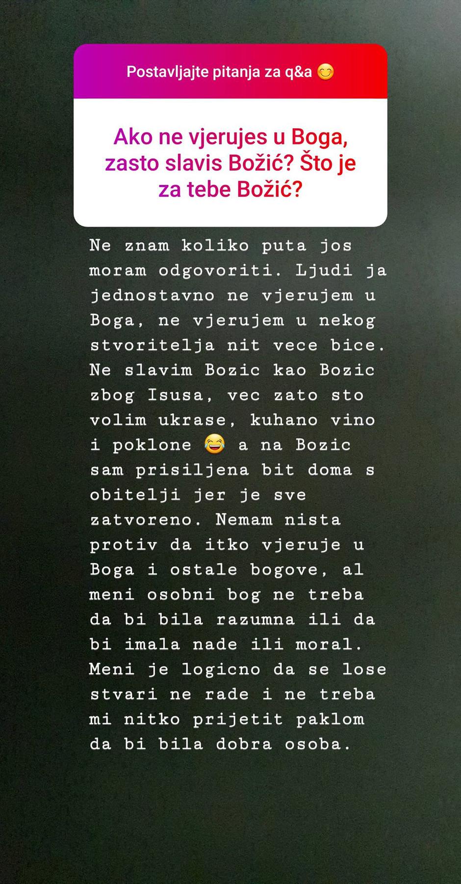 Ella Dvornik odgovorila fanovima na Instagramu