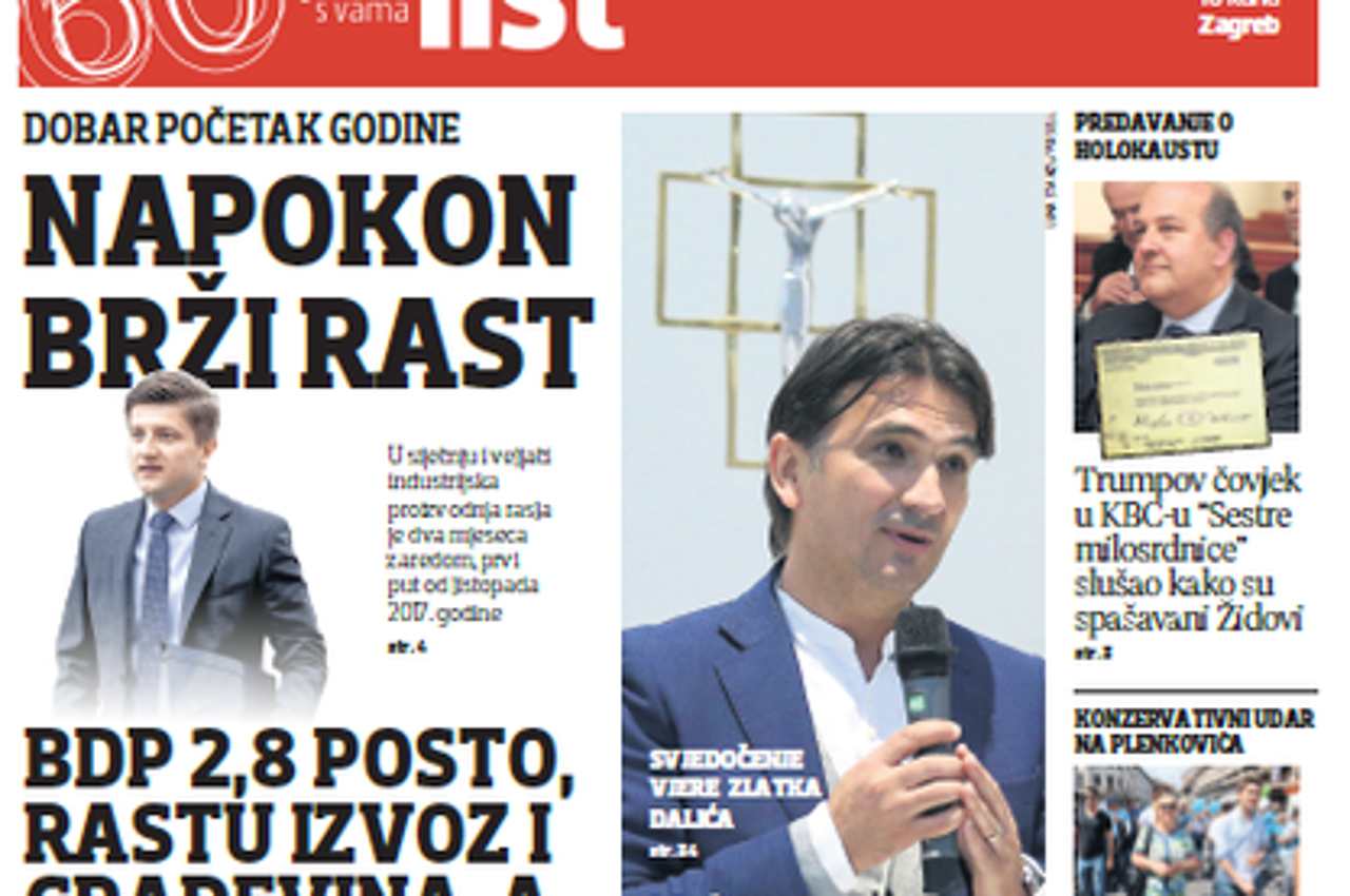 Naslovnica Večernjeg lista