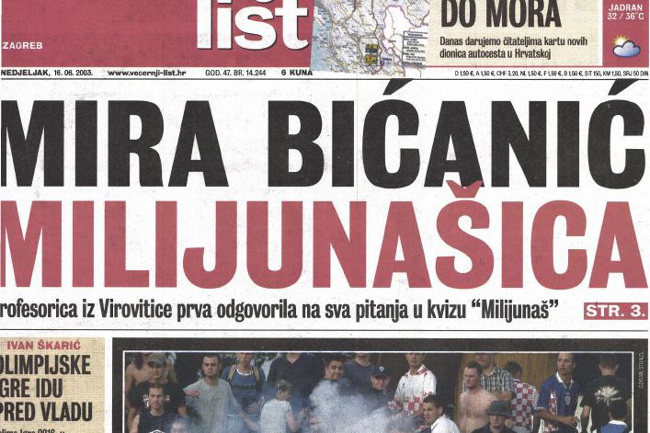 Naslovnice Večernjeg lista