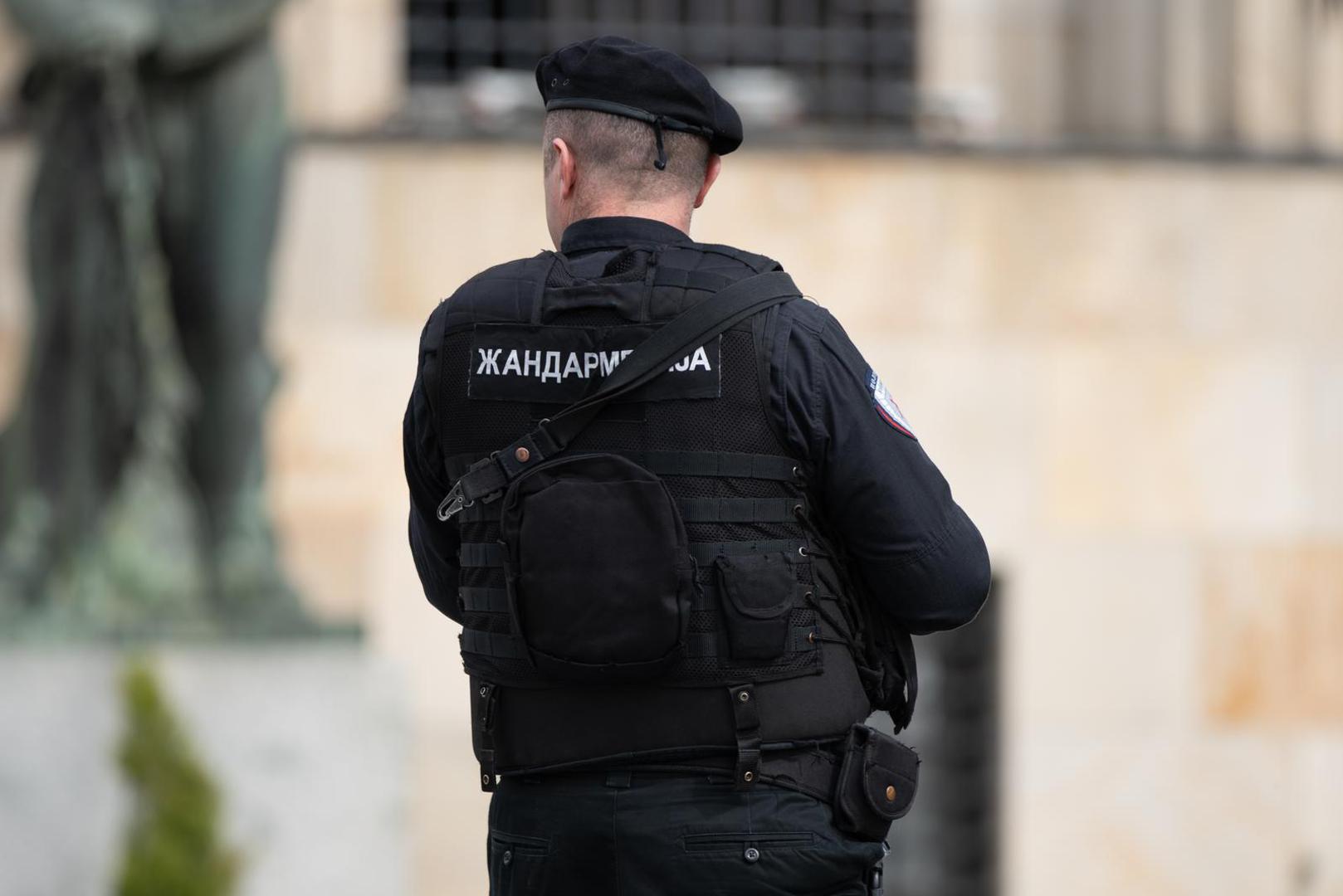12.03.2025., Palata Republike, Banja Luka (BiH) - Policija, kao i pripadnici specijalne jedinice “zandarmerije”, stoje sa dugim cijevima ispred Palate Republike u Banjaluci. Photo: Dejan Rakita/PIXSELL