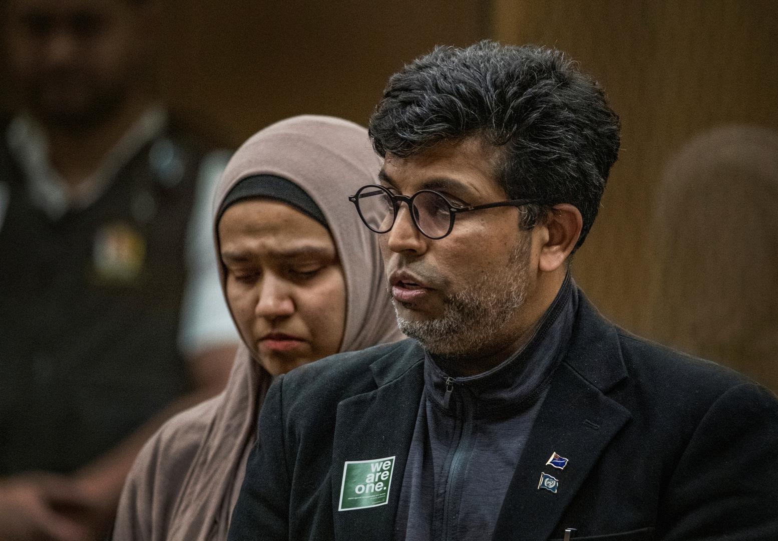 The sentencing for mosque gunman Brenton Tarrant takes place in Christchurch Mazharuddin Syed Ahmed gives a victim impact statement during the sentencing of mosque gunman Brenton Tarrant at the High Court in Christchurch, New Zealand, August 24, 2020. John Kirk-Anderson/Pool via REUTERS POOL