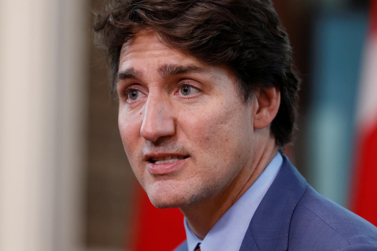 Canada's Prime Minister Justin Trudeau meets with Yulia Navalnaya, widow of late Russian opposition leader Alexei Navalny, on Parliament Hill in Ottawa