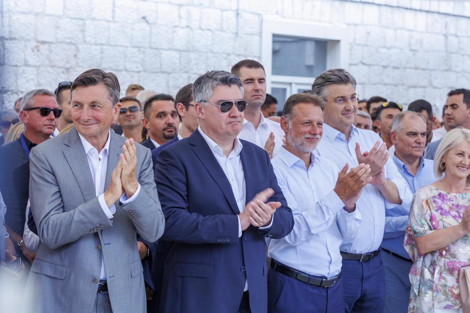 07.08.2022., Sinj - Predsjednik RH Zoran Milanovic, premijer Andrej Plenkovic s ministrima, predsjednik Republike Slovenije Borut Pahor sudjelovali su na Vojvodinom prijemu u Alkarskim dvorima.Photo:   Photo: Miroslav Lelas/PIXSELL