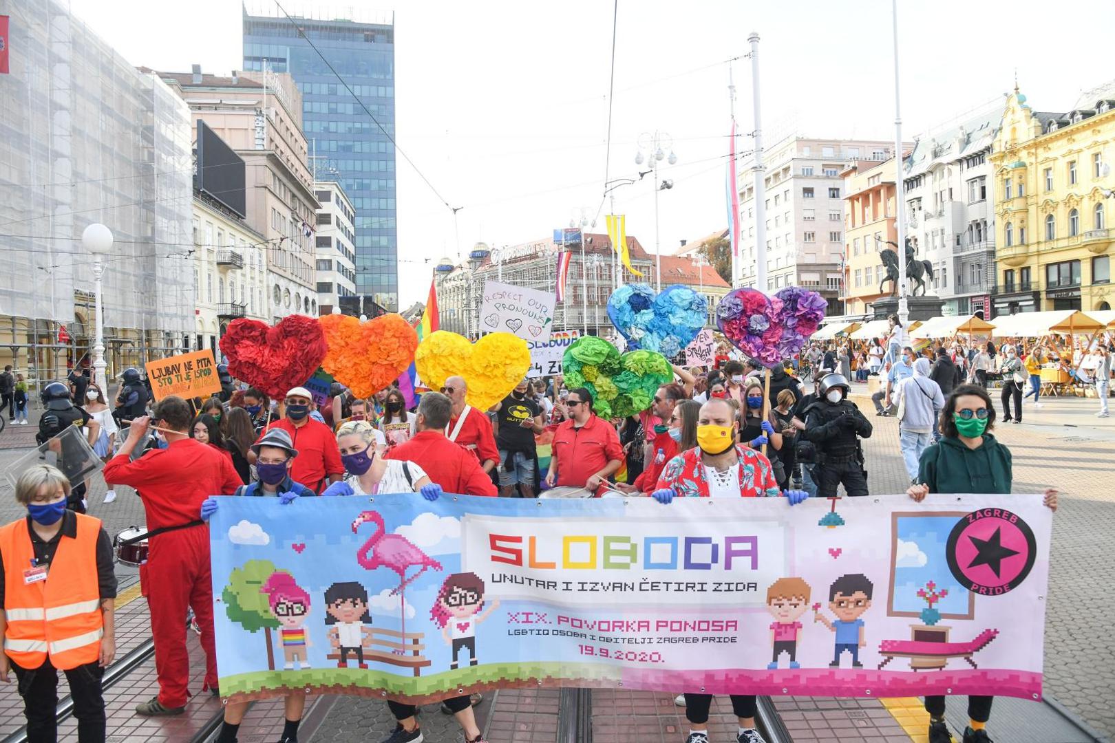 19.09.2020., Zagreb - 19. Povorka ponosa LGBTIQ osoba i obitelji Zagreb Pride 2020 pod sloganom "Sloboda unutar i izvan cetiri zida". Povorka je po prvi puta krenula s Trga svetog Marka. Photo: Josip Regovic/PIXSELL