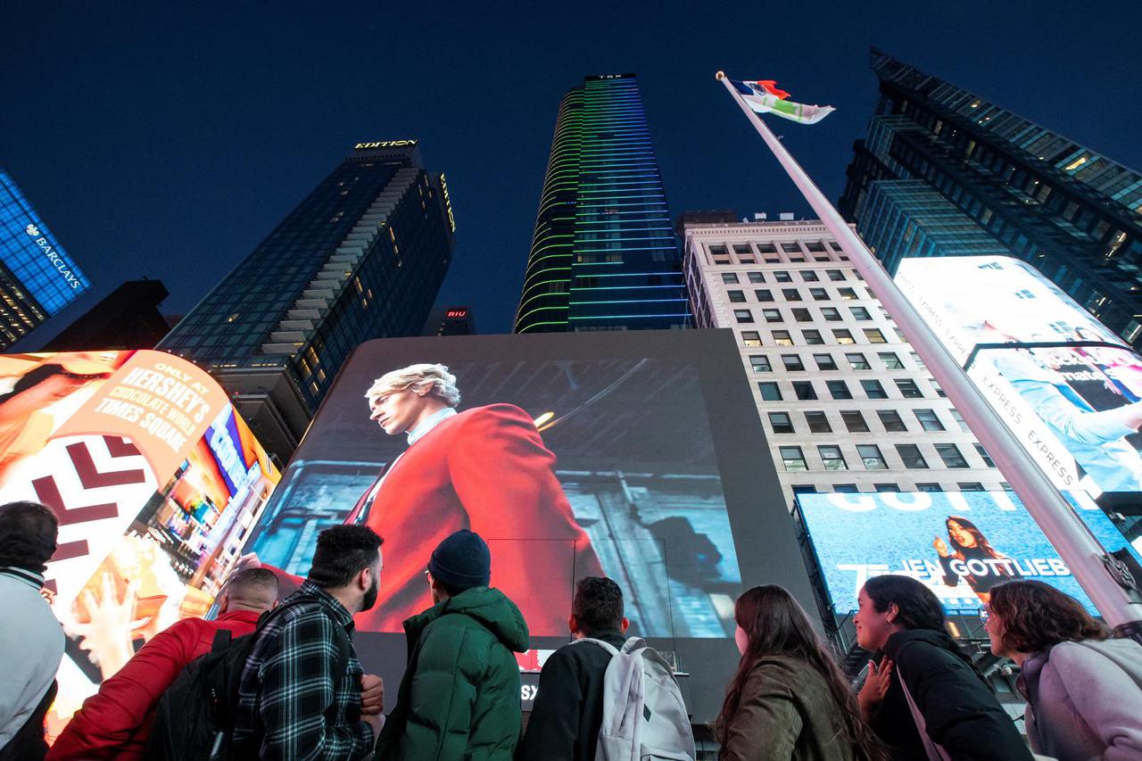 Promotional event for the movie "Hunger Games: The Ballad of Songbirds and Snakes", in Times Square in New York