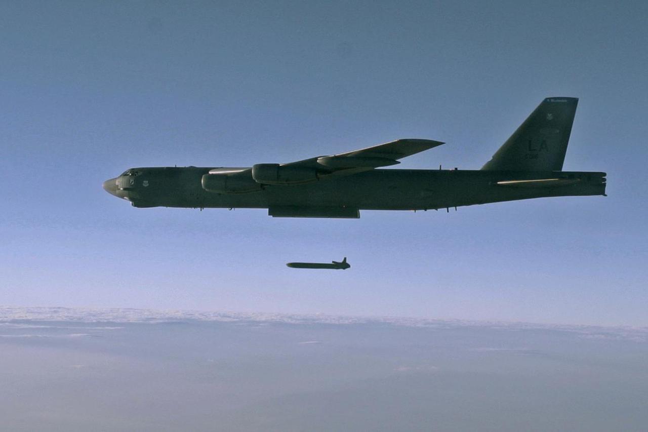 FILE PHOTO: An unarmed AGM-86B Air-Launched Cruise Missile is released from a B-52H Stratofortress over the Utah Test and Training Range