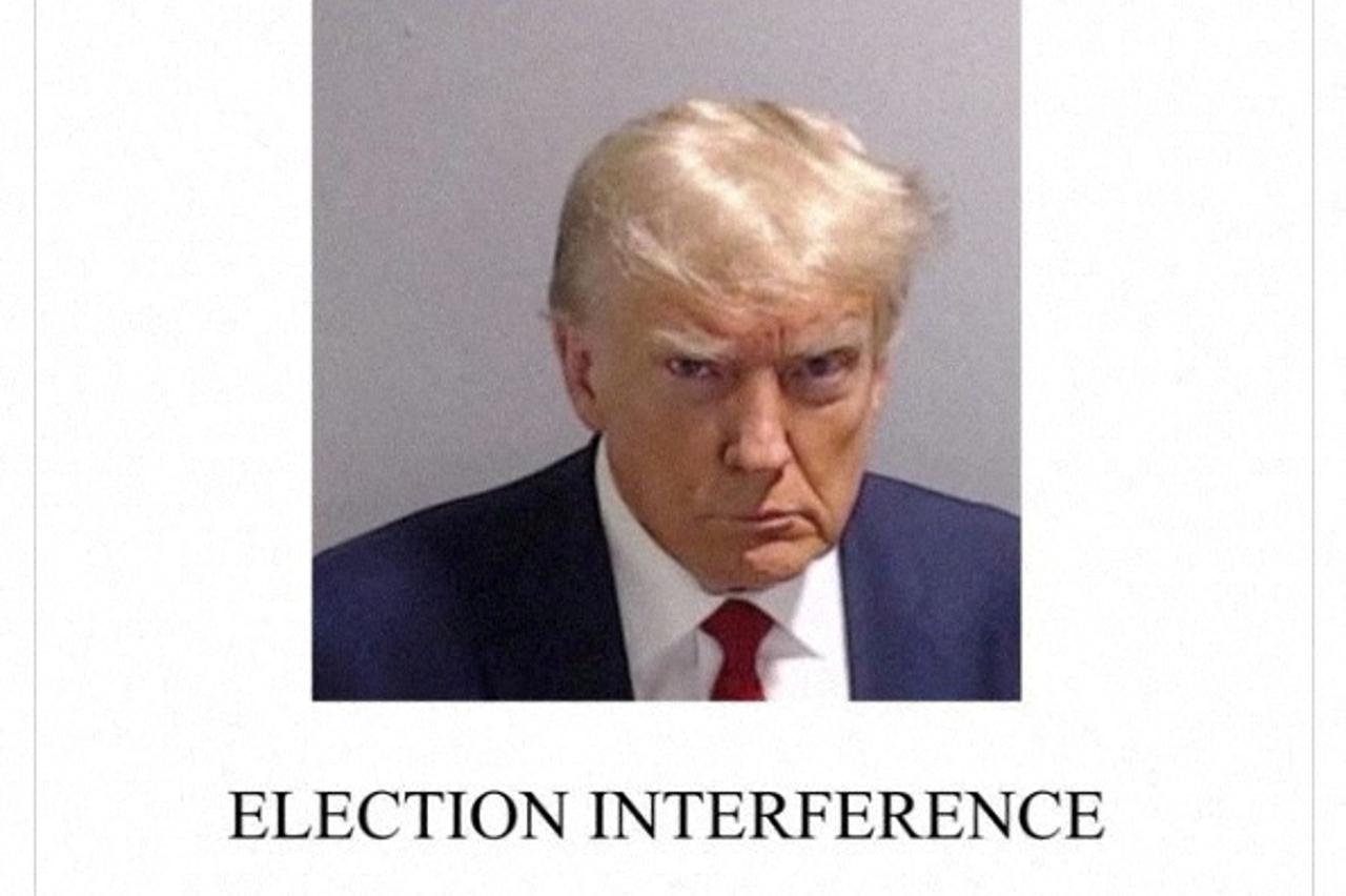 A post by former U.S. President Donald Trump of his police booking mugshot