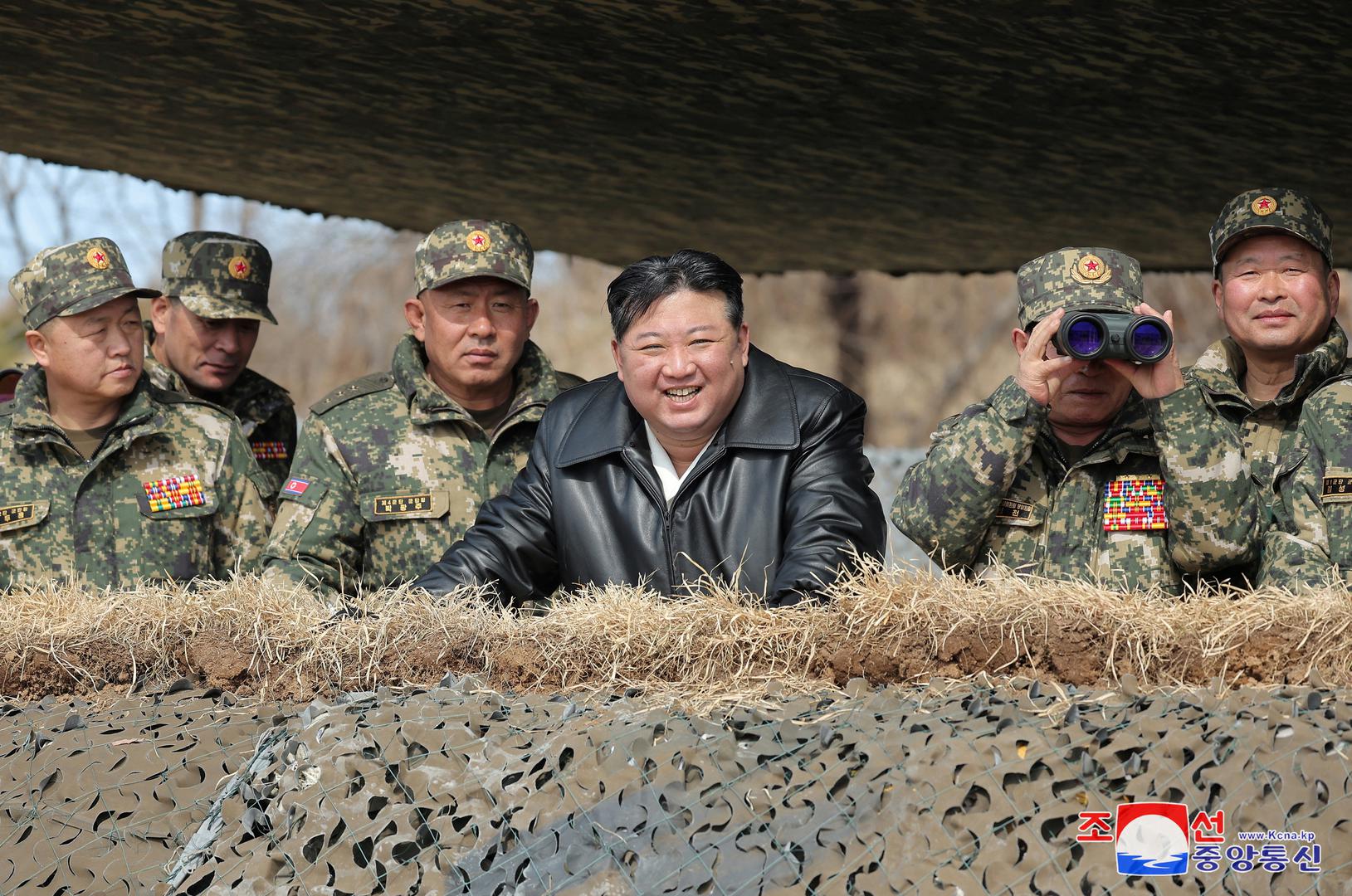 North Korean leader Kim Jong Un guides an artillery firing drill by the Korean People's Army, the country's military force, KCNA news agency reported, in North Korea, March 7, 2024 in this picture released on March 8, 2024, by the Korean Central News Agency.    KCNA via REUTERS    ATTENTION EDITORS - THIS IMAGE WAS PROVIDED BY A THIRD PARTY. REUTERS IS UNABLE TO INDEPENDENTLY VERIFY THIS IMAGE. NO THIRD PARTY SALES. SOUTH KOREA OUT. NO COMMERCIAL OR EDITORIAL SALES IN SOUTH KOREA. Photo: KCNA/REUTERS