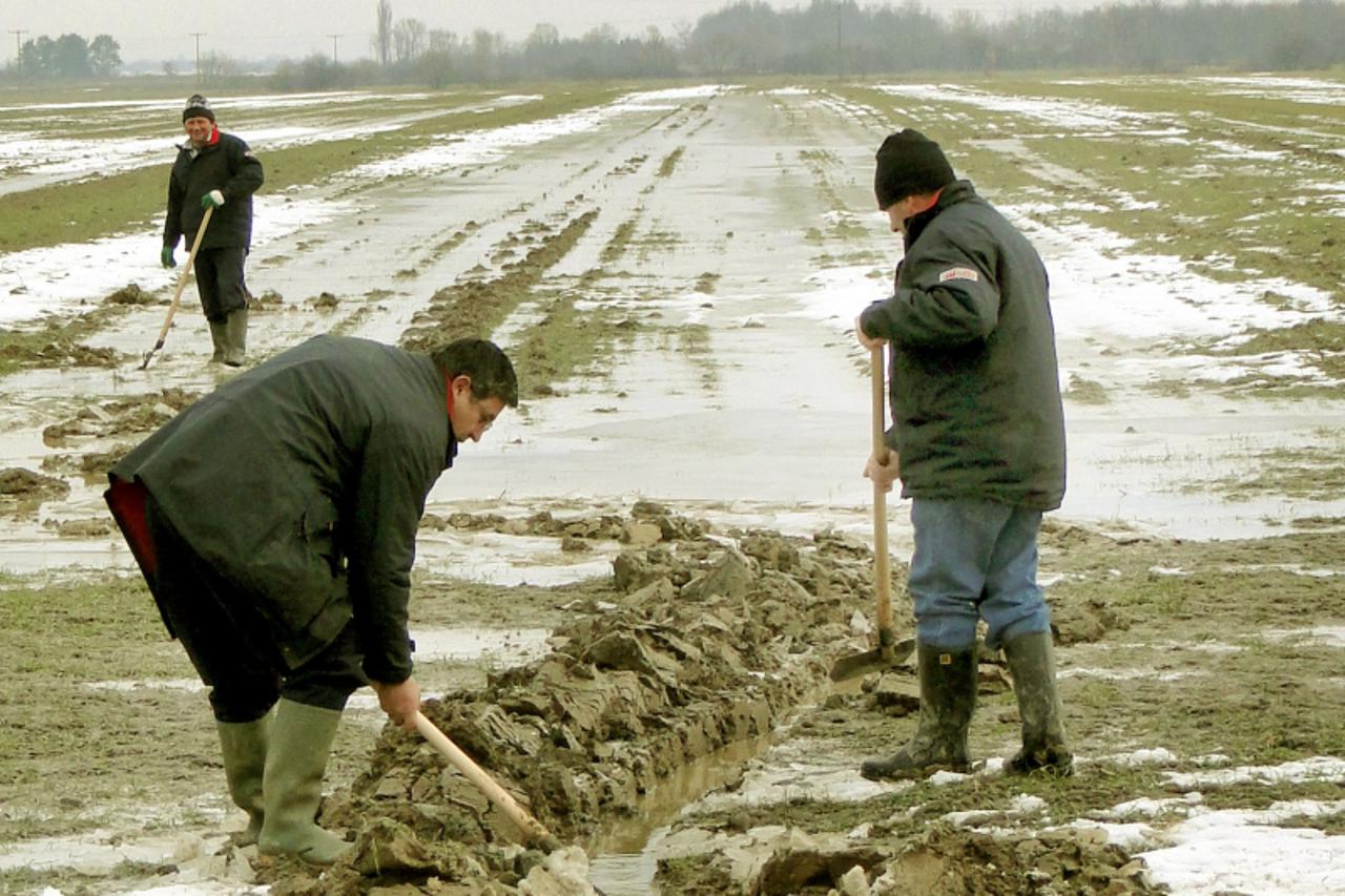 \'podravina - 230210-virovitica  -  u 2010. godini od poplava seljaci i radnici u ratarstvu cijele godine spasavali usjeve   snimio dragutin santosi /vecernji list\'