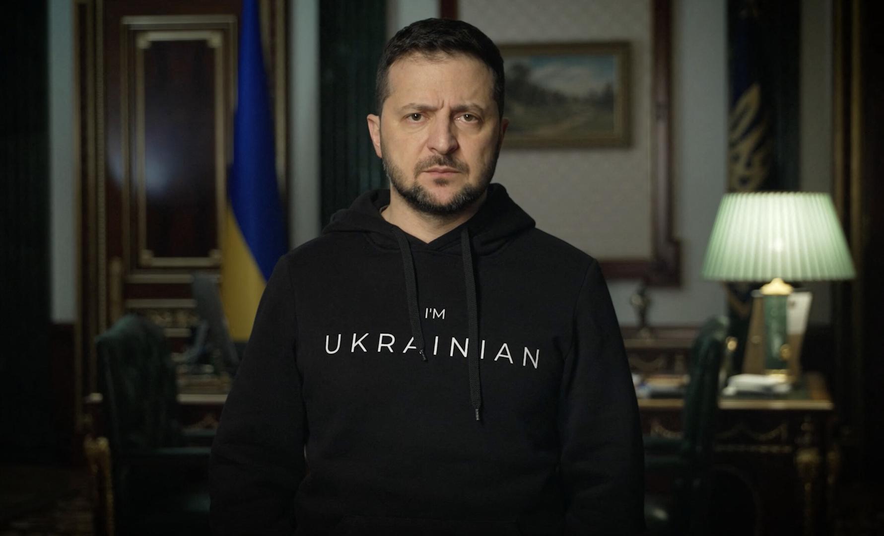 16. prosinca 2022. – Kijev, Ukrajina: Predsjednik Zelenski obraća se građanima Ukrajine na 297. dan ruske invazije.