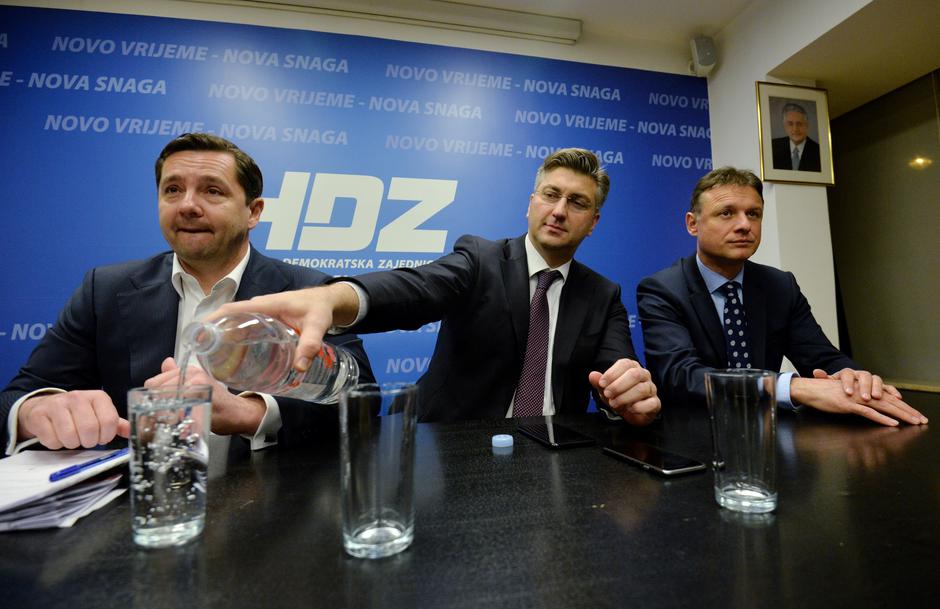 15.03.2017., Zagreb - Gradski odbor HDZ-a oducuje o kandidatu za gradonacelnika Zagreba. Andirja Mikulic, Andrej Plenkovic, Gordan Jandrokovic.  Photo: 
