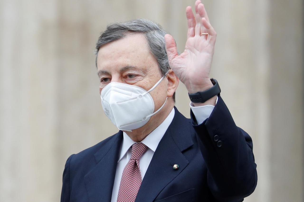 Italian PM Draghi leaves the lower house of parliament in Rome