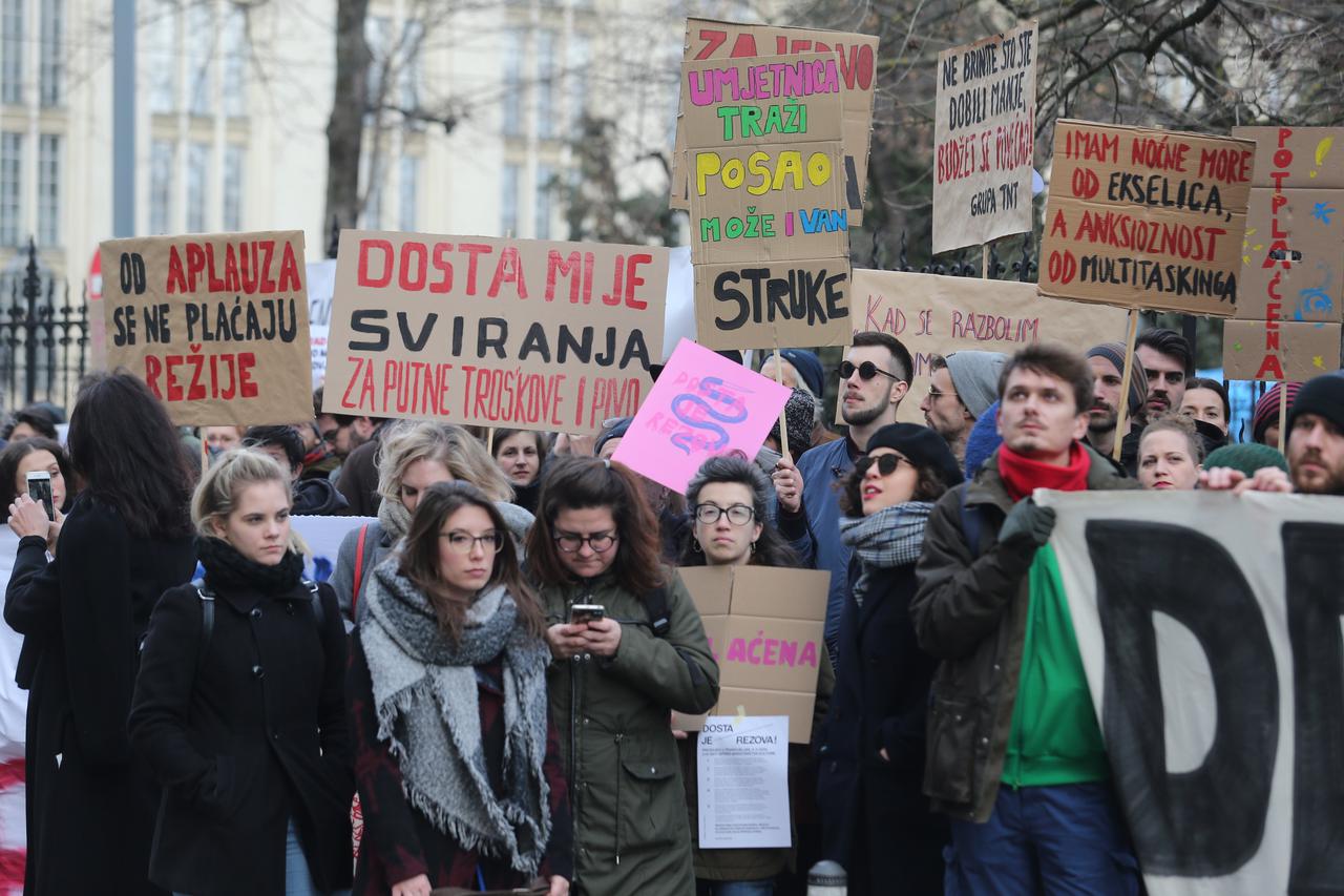 Zagreb: Ispred Ministarstva kulture prosvjedovalo se protiv rezova budžeta