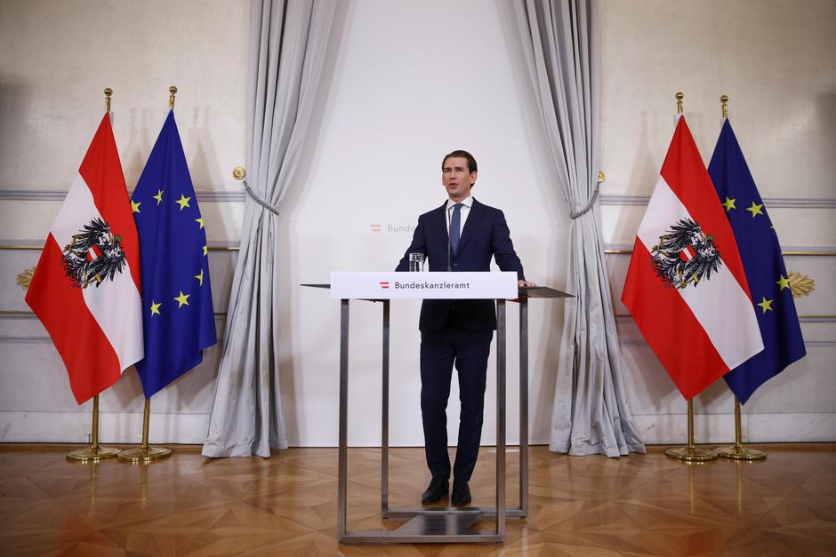 Austria's Chancellor Kurz gives statement in Vienna