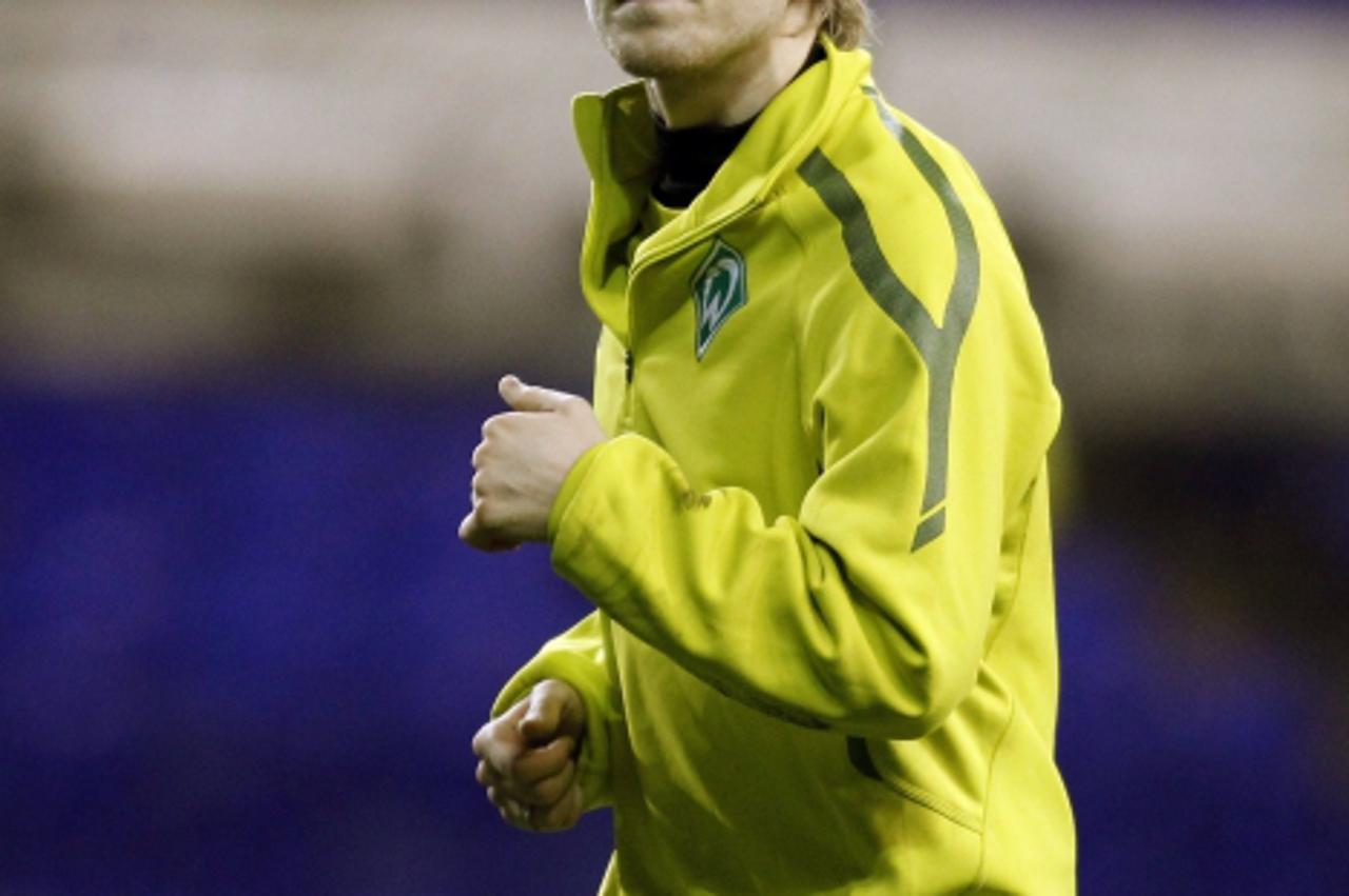 'Werder Bremen\'s Marko Marin attends a training session at White Hart Lane in London on November 23, 2010. Werder Bremen are set to play Tottenham Hotspur in a UEFA Champions League group A football 