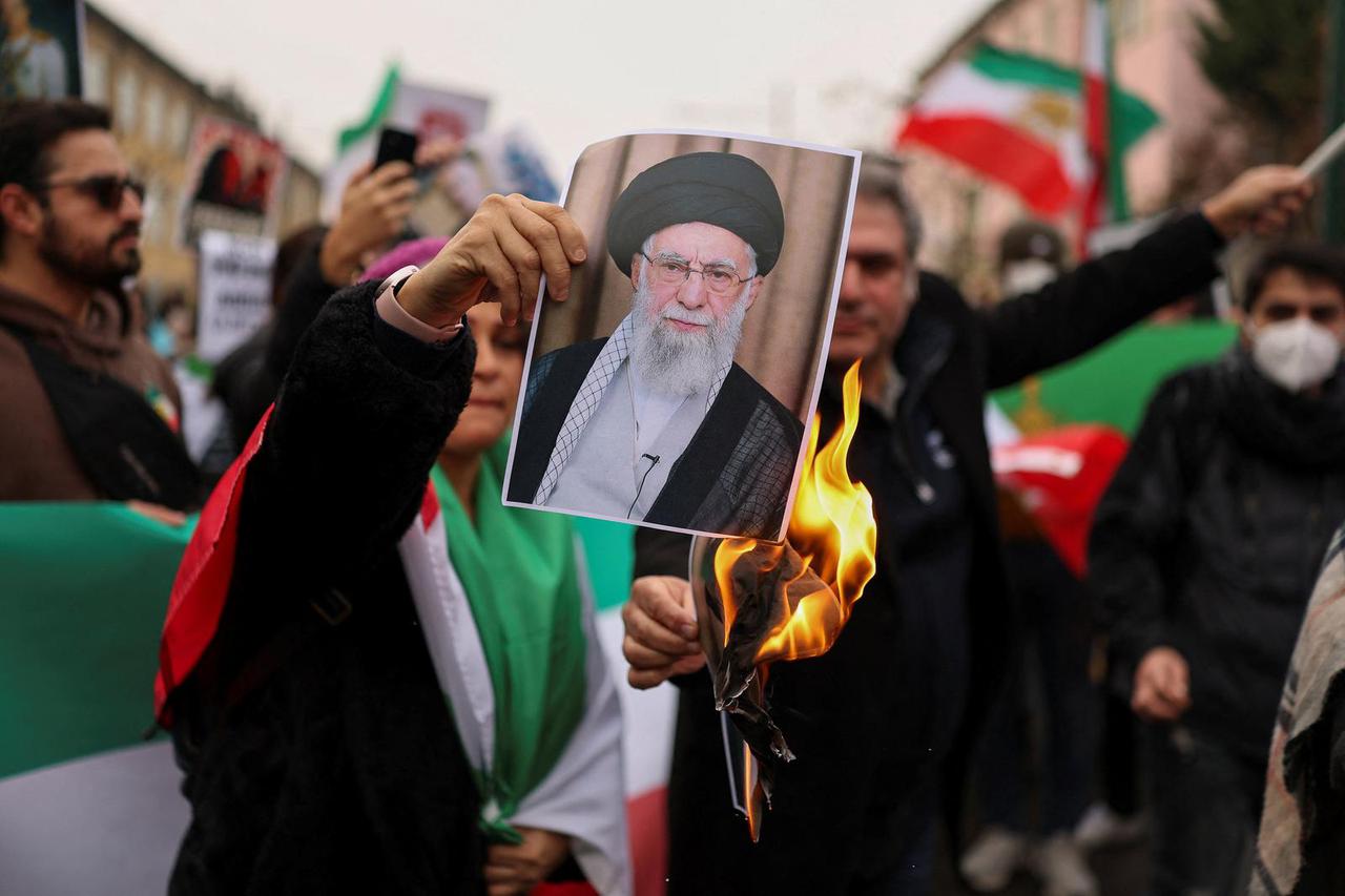 Rally in support of the nationwide protests in Iran, in Milan