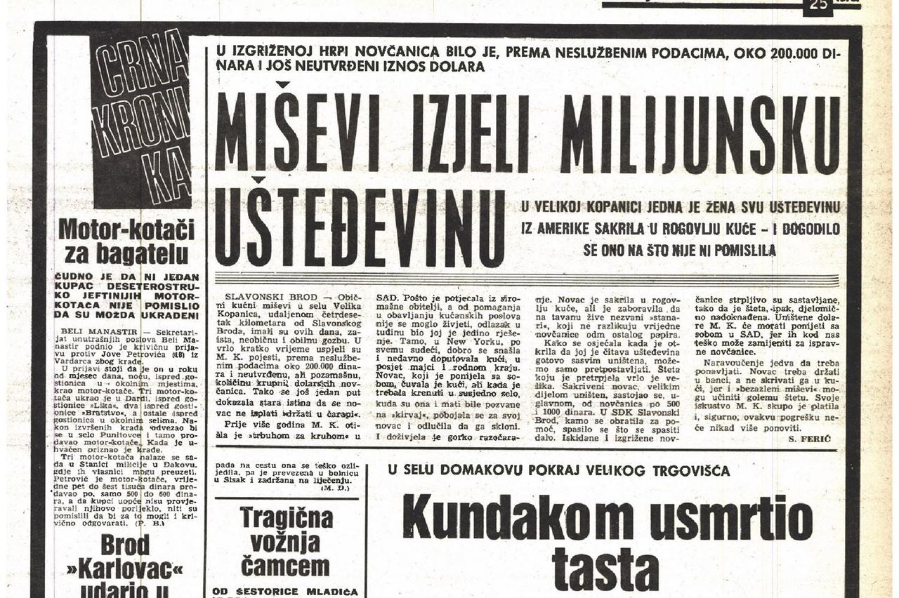 miševi pojeli ušteđevinu