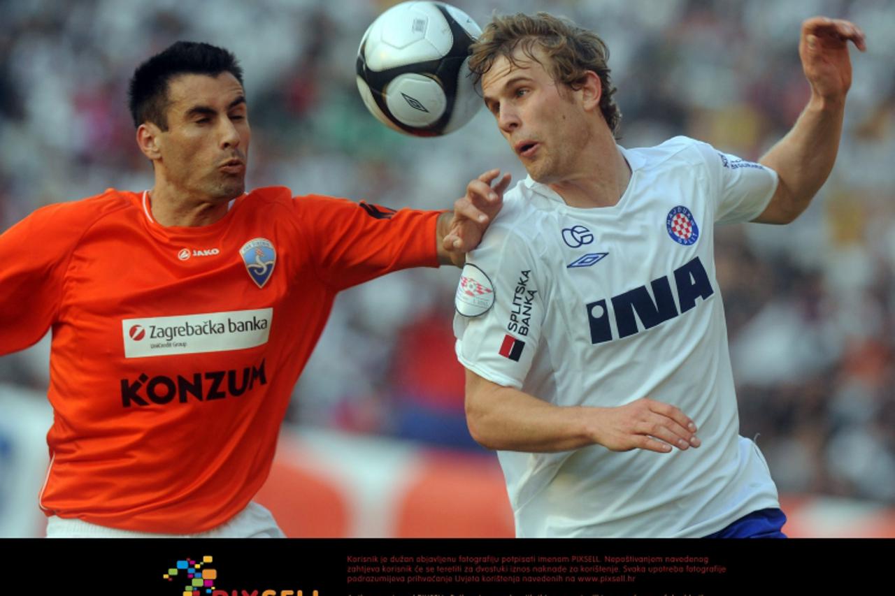 '21.04.2010. stadion Poljud, Split - Prva finalna utakmica Hrvatskog kupa izmedju Hajduka i Sibenika. Ivan Strinic.  Photo: Nino Strmotic/PIXSELL'