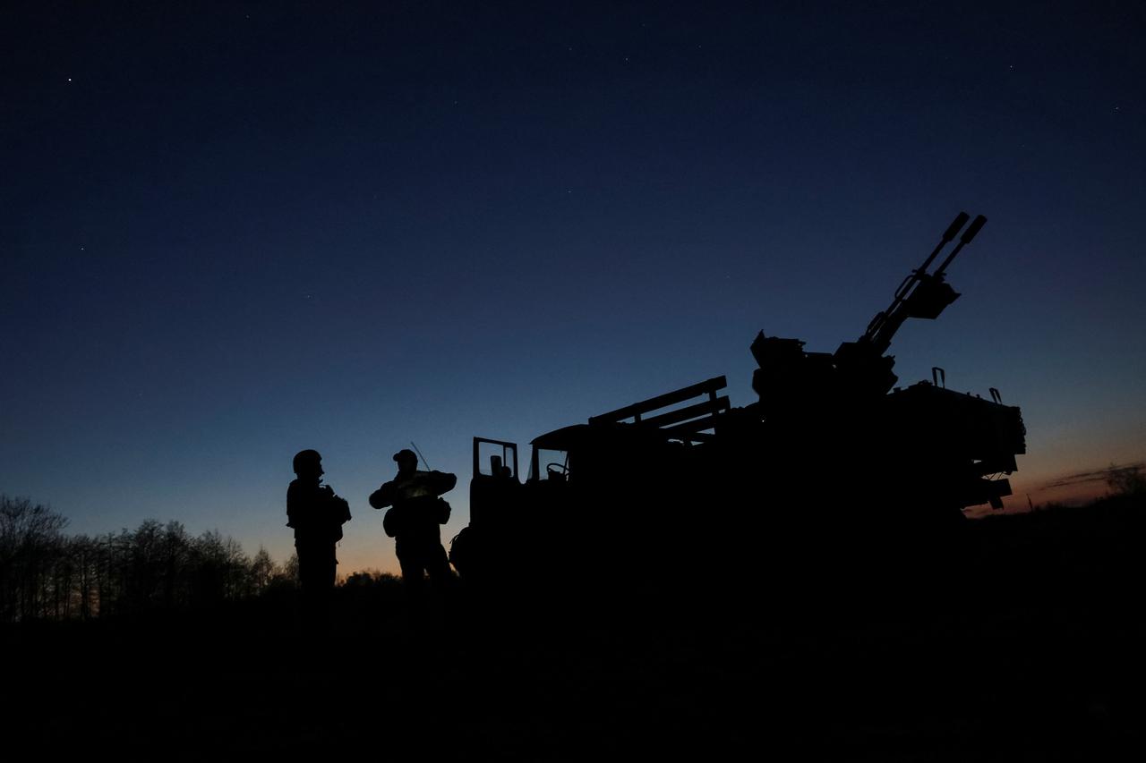 Ukrainian servicemen from anti-drone mobile air defence unit are seen at their position in Donetsk region