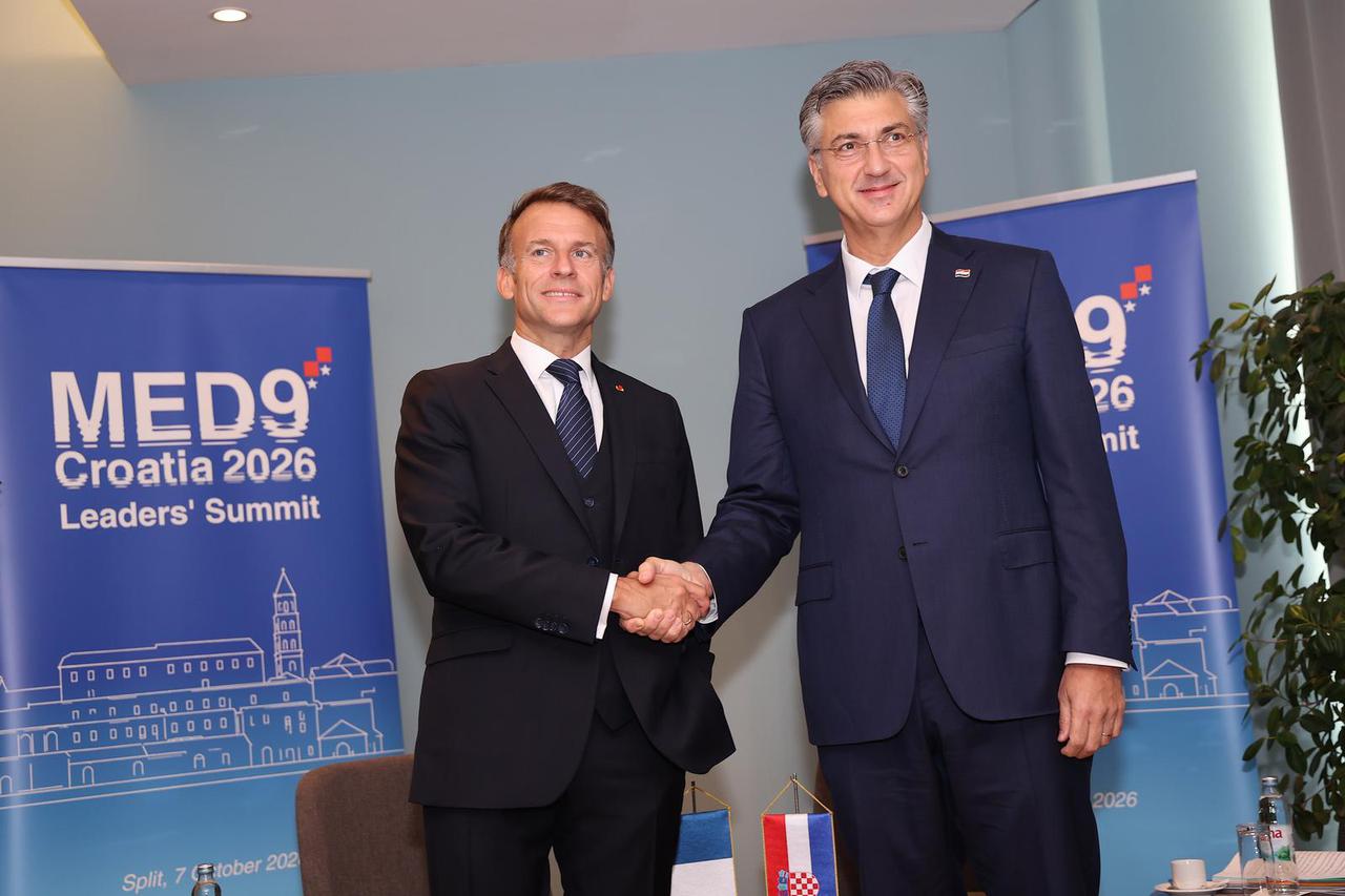 Split: EU MED9 - Bilateralni susret Andrej Plenković i Emmanuel Macron