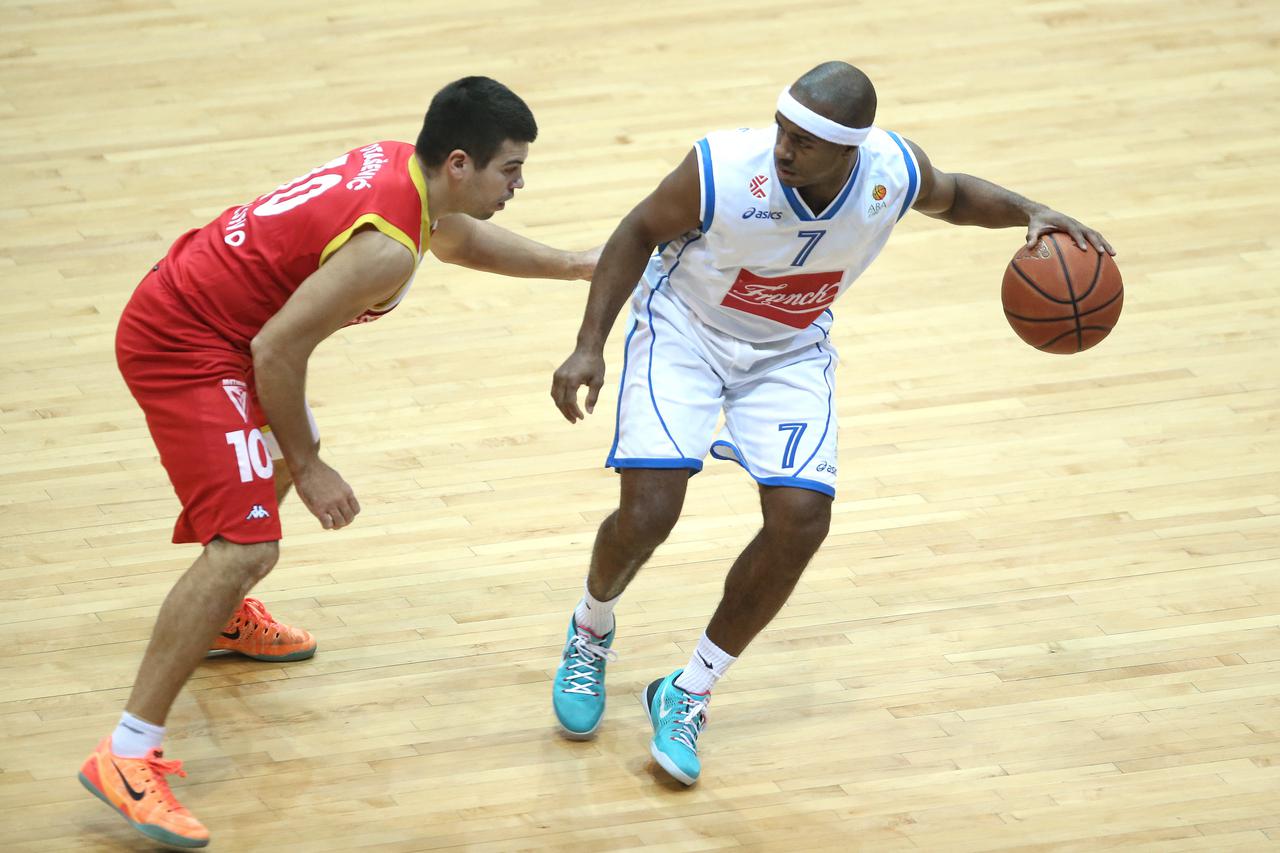 30.11.2014., KC Drazen Petrovic, Zagreb - ABA liga, 10. kolo, KK Cibona - KK Metalac Farmakom. Jerel Blassingame, Nikola Otasevic. Photo: Sanjin Strukic/PIXSELL