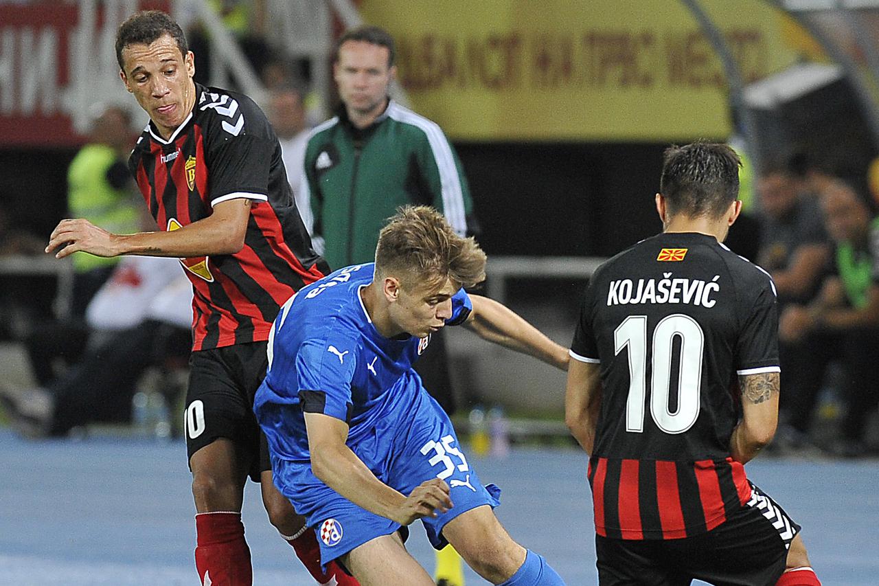 12.07.2016., Skoplje, Makedonija - Prva utakmica drugog pretkola UEFA Lige prvaka, FK Vardar Skoplje - GNK Dinamo. Juan Felipe, Borna Sosa. Photo: HaloPix/PIXSELL