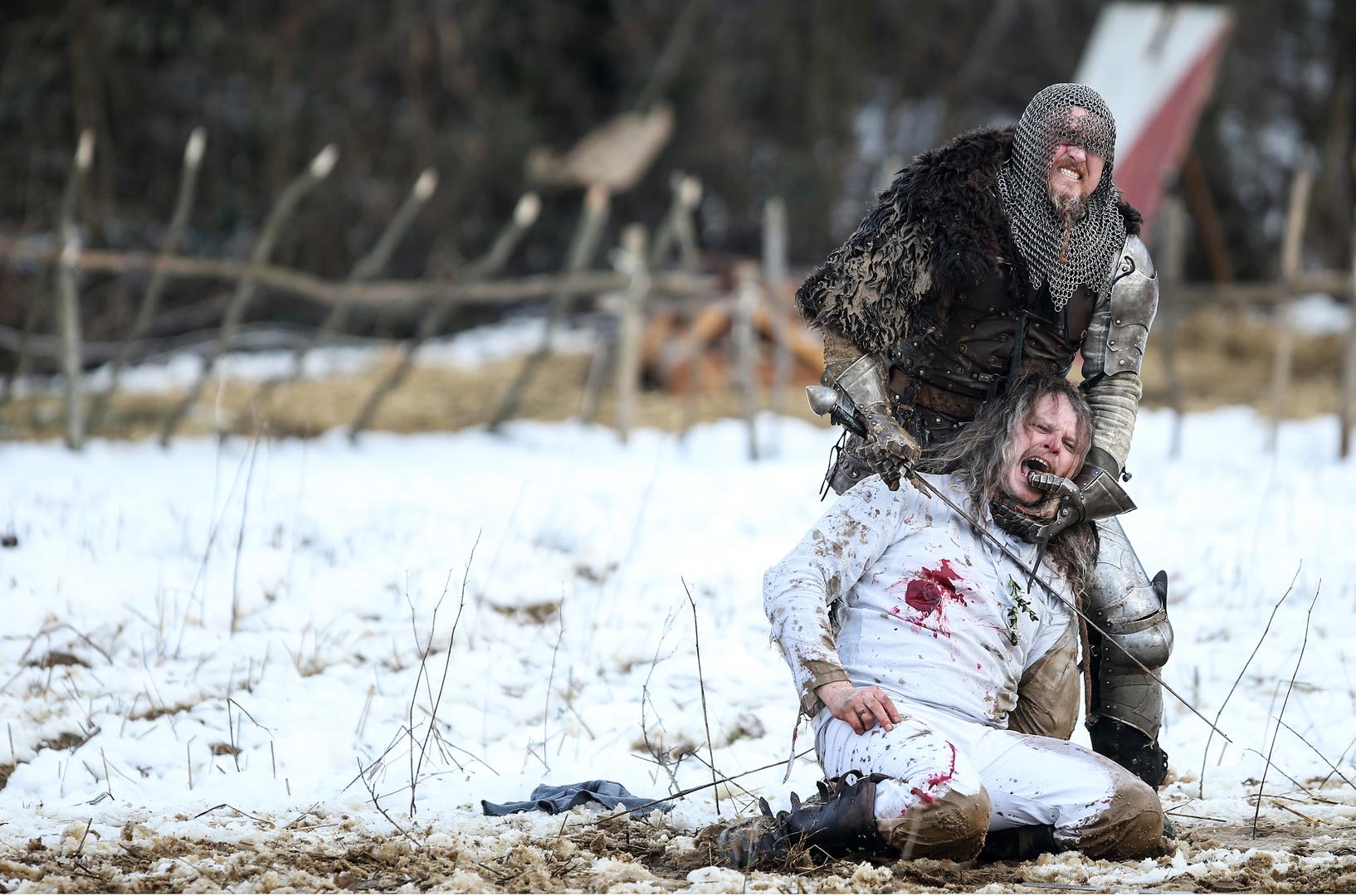 10.02.2018., Donja Stubica - Uprizorenje povijesne završne bitke Velike seljačke bune koja se odigrala 1573. godine kad su se pobunili kmetovi pod vodstvom Matije Gupca protiv feudalnog gospodara Franje Tahija i ostalih velikaša.