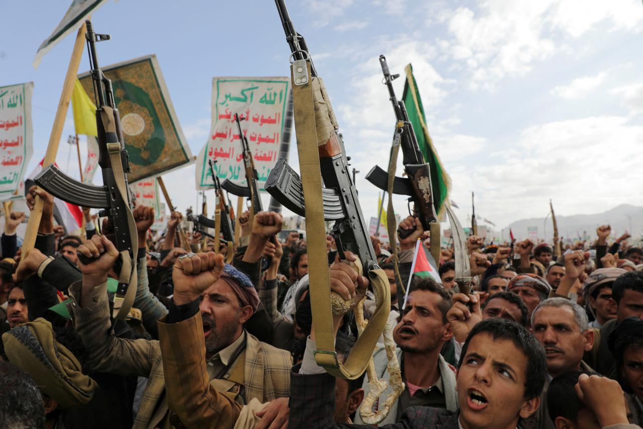 Rally in Sanaa in support of Palestinians and Lebanon's Hezbollah