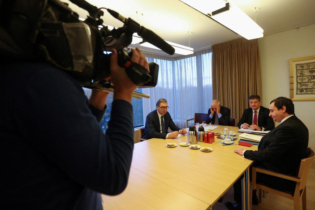 Serbian President Vucic, Kosovar PM Kurti and EU foreign policy chief Borrell attend talks in Brussels