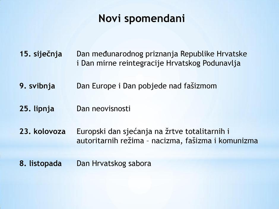 Novi blagdani i spomendani