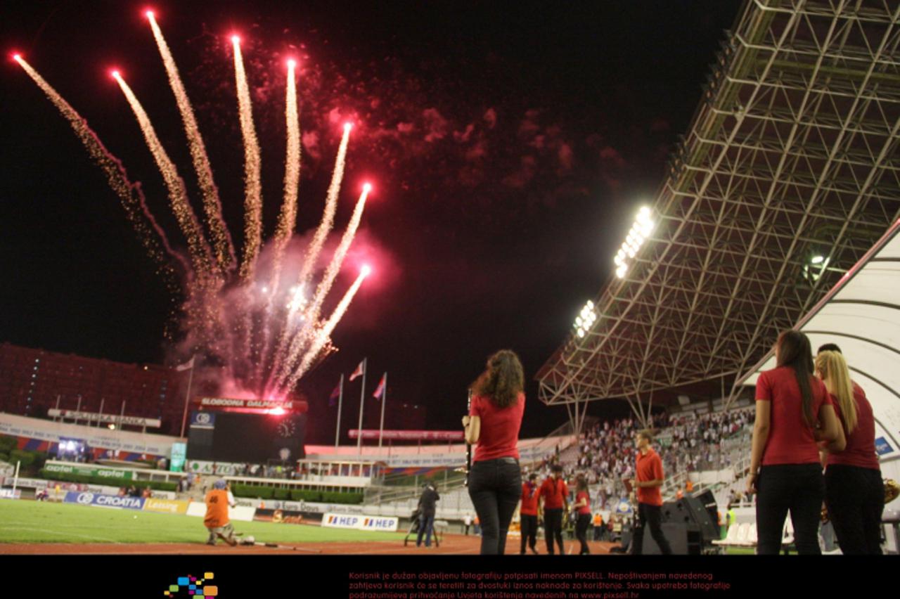 '23.07.2011., Stadion Poljud, Split - Prijateljska nogometna utakmica izmedju NK Hajduk i FC Barcelona odrzana povodom stotog rodjendana Hajduka. za kraj vatromet Photo: Ivana Ivanovic/PIXSELL'