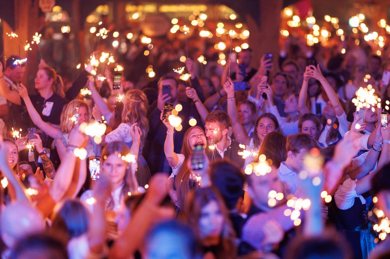 Wiesn visitors at the Munich Oktoberfest 2025