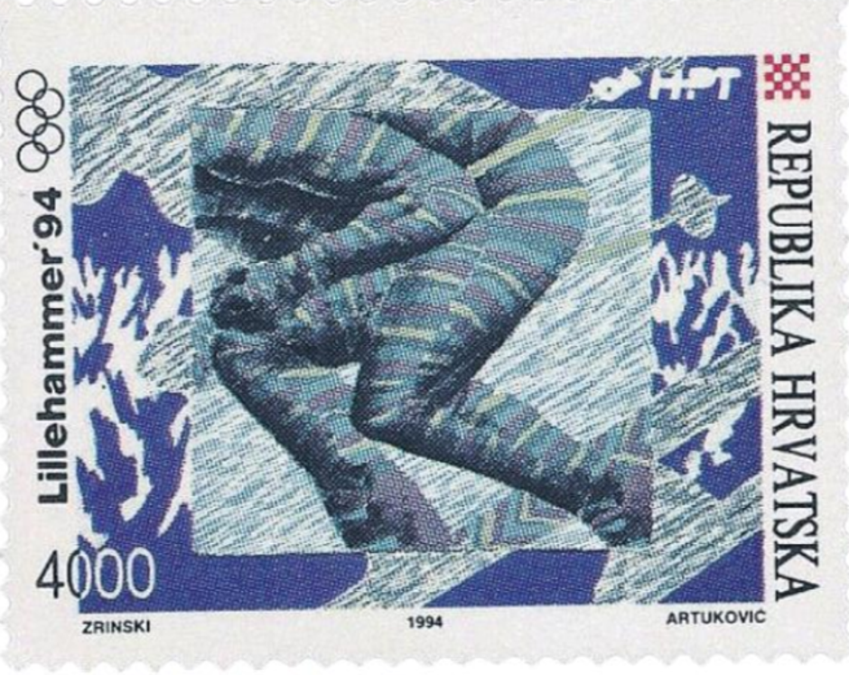 Poštanska marka izdana u počast Olimpijade u Lillehammeru 1994. godine autora akademskog slikara Lovre Artukovića