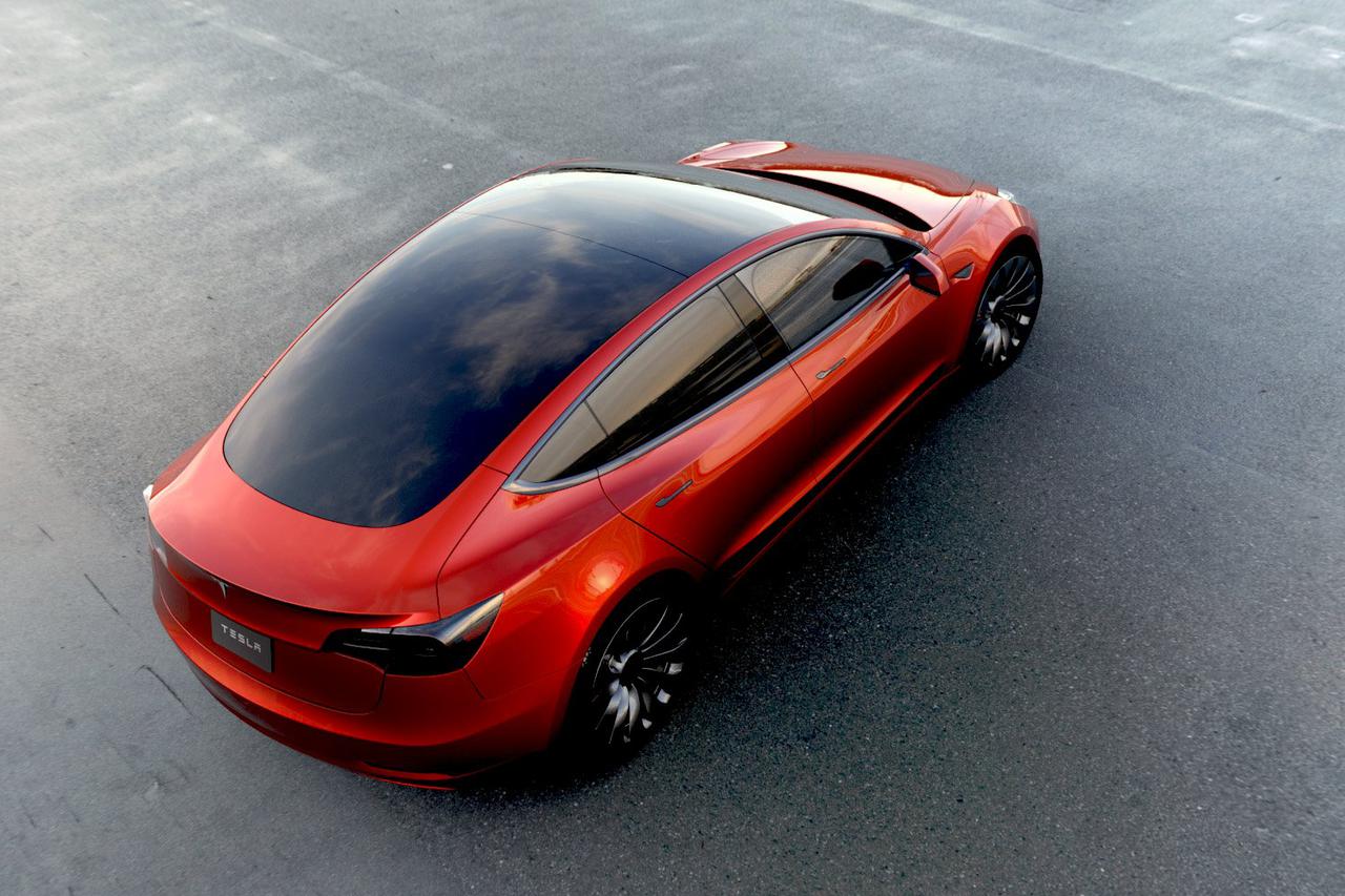A Tesla Motors mass-market Model 3 electric car is seen in this handout picture from Tesla Motors on March 31, 2016. REUTERS/Tesla Motors/Handout via ReutersATTENTION EDITORS - THIS PICTURE WAS PROVIDED BY A THIRD PARTY. REUTERS IS UNABLE TO INDEPENDENTLY