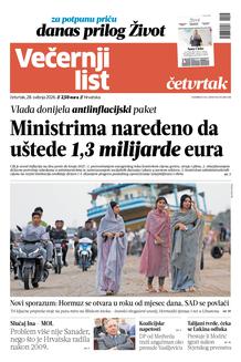 Večernji list naslovnica