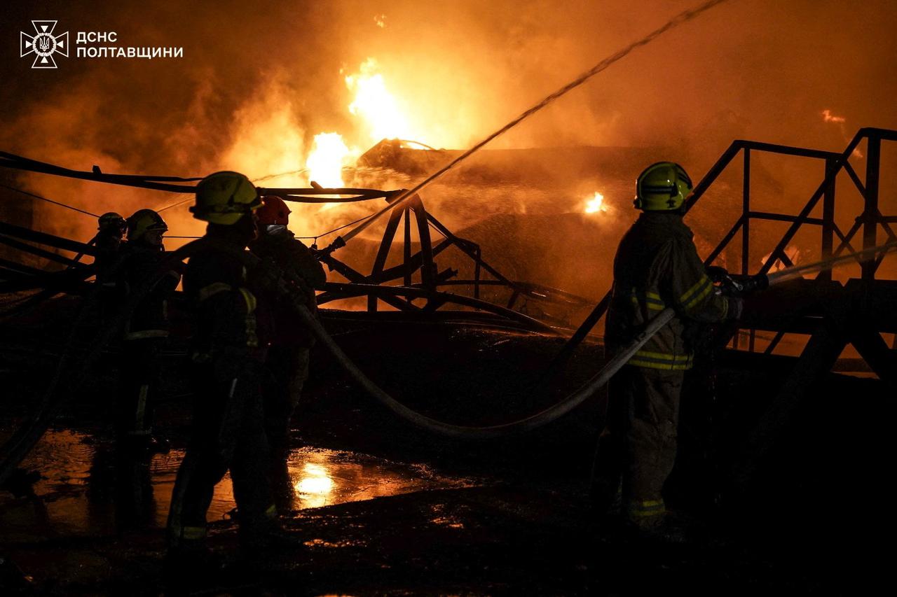 Aftermath of a Russian drone attack in Poltava region