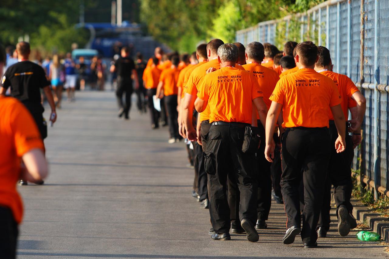 22.08.2012., Zagreb - Dolazak zastitara tvrtke Sokol Maric na stadion Maksimir uoci nogometne utakmice GNK Dinamo - NK Maribor.  Photo: Tomislav Miletic/PIXSELL