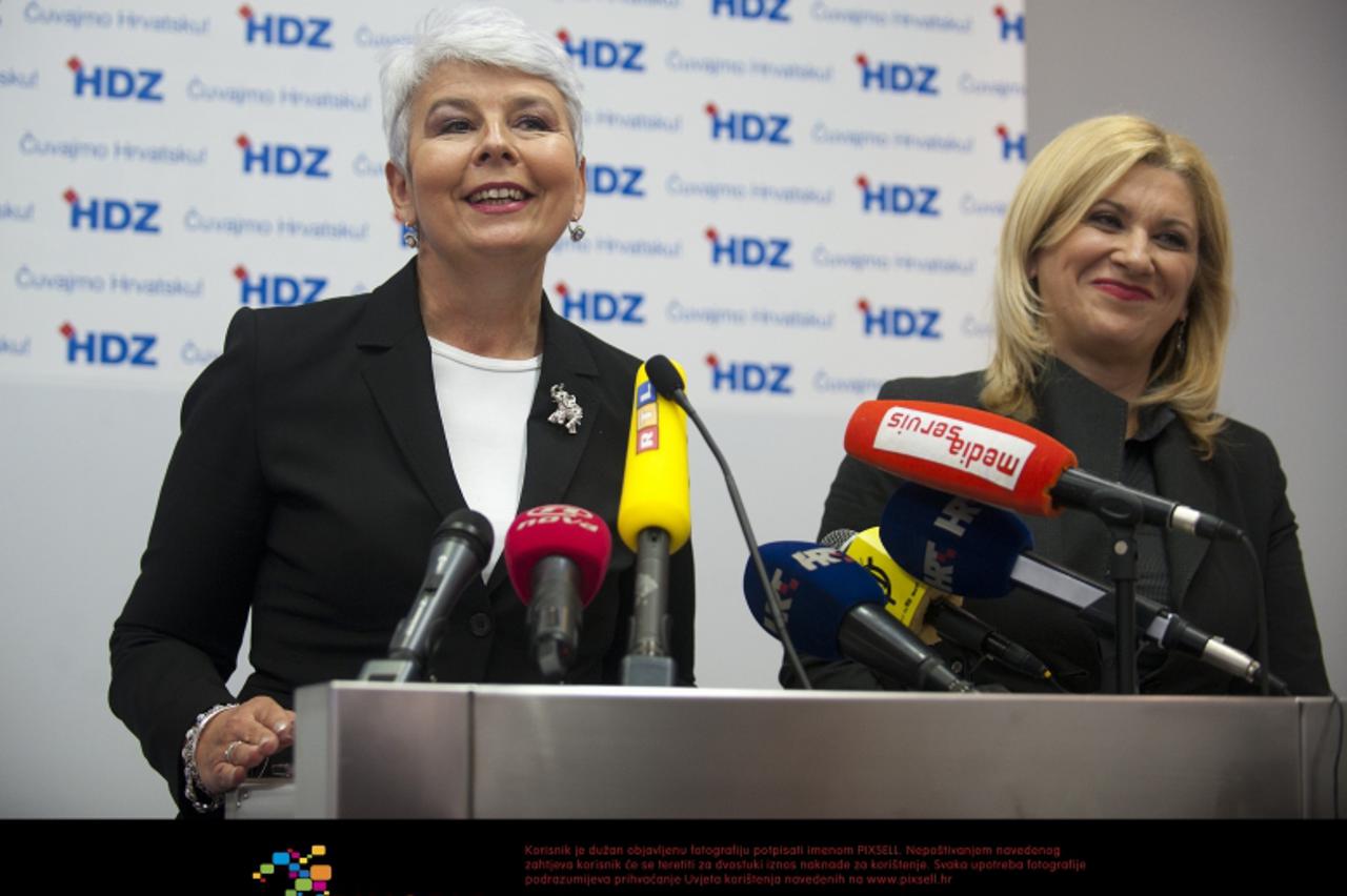 \'13.11.2011., Zagreb -  Konferencija za medije HDZ-a i DC-a o dogovoru oko koalicije. Jadranka Kosor i Vesna Skare Ozbolt. Photo: Danijel Kasap/PIXSELL\'