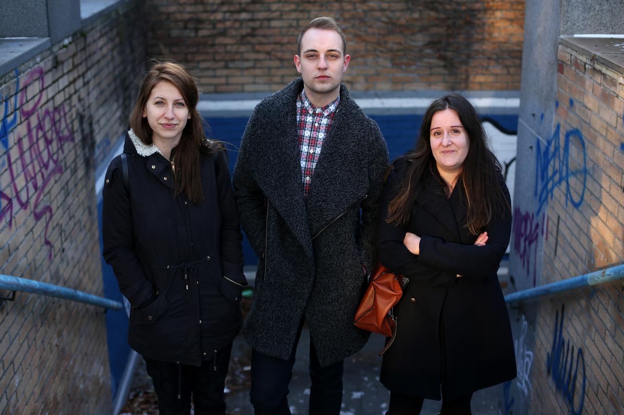 10.01.2017., Zagreb - Marin Leo Jankovic, Arijana Lekic-Fridrih i Andrea Kastelan, autori projekta Od5Do95.  Od5Do95 je multimedijalni umjetnicki web projekt koji skuplja price i iskustva zena od 5 do 95 godina.  Photo: Anto Magzan/PIXSELL