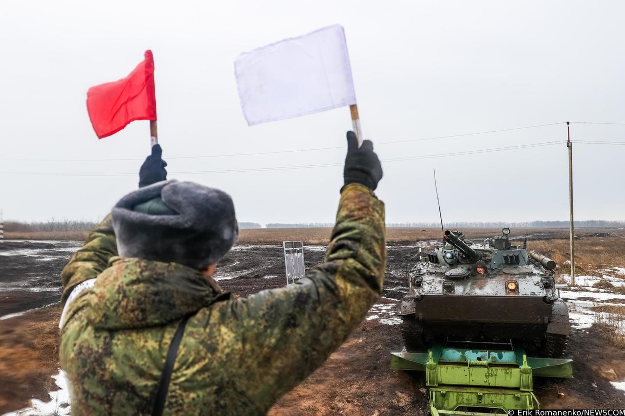 T-72B3 tanks conduct field firing in Rostov Region, Russia