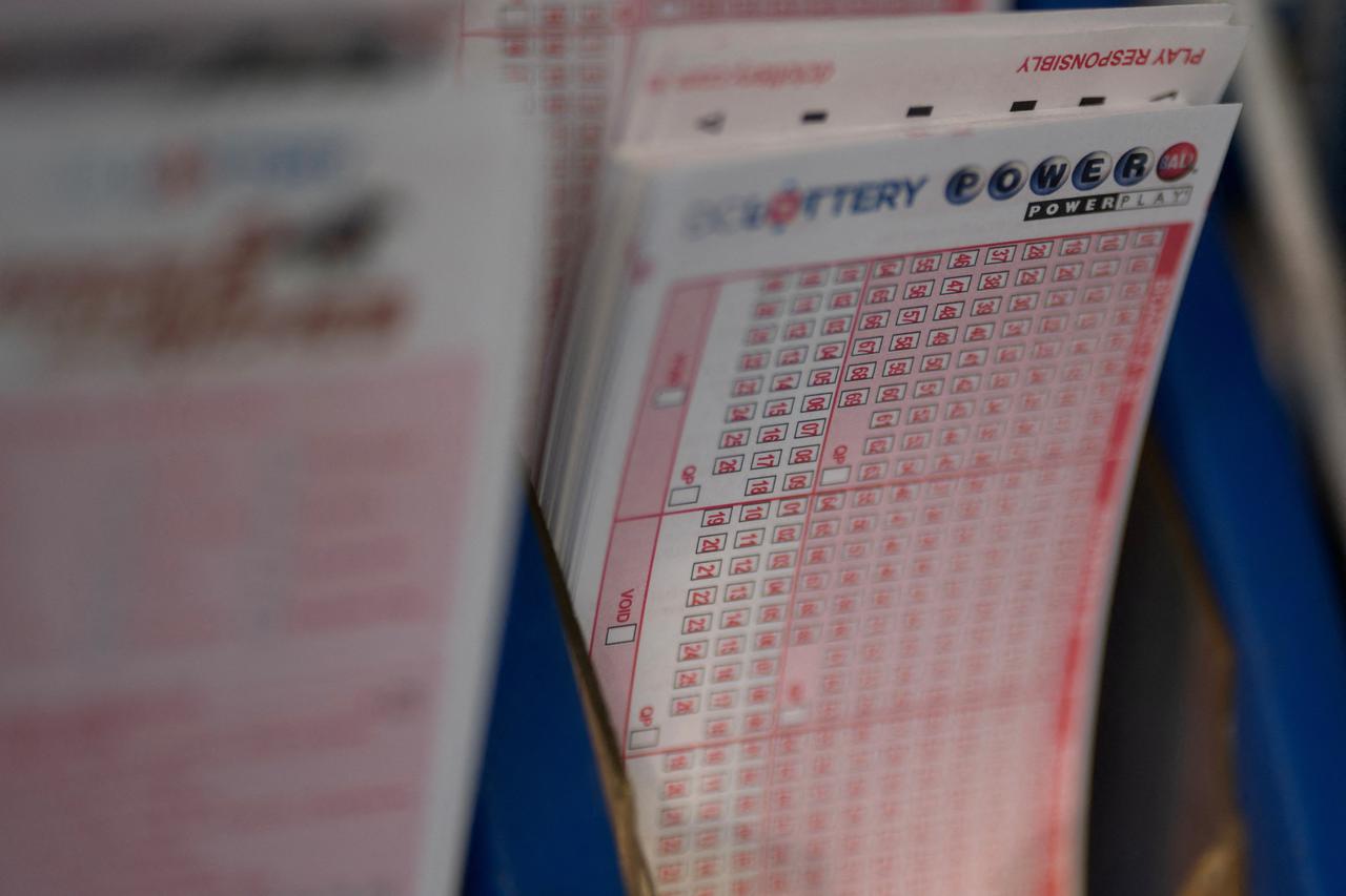 FILE PHOTO: Powerball tickets are seen at a liquor store, in Washington