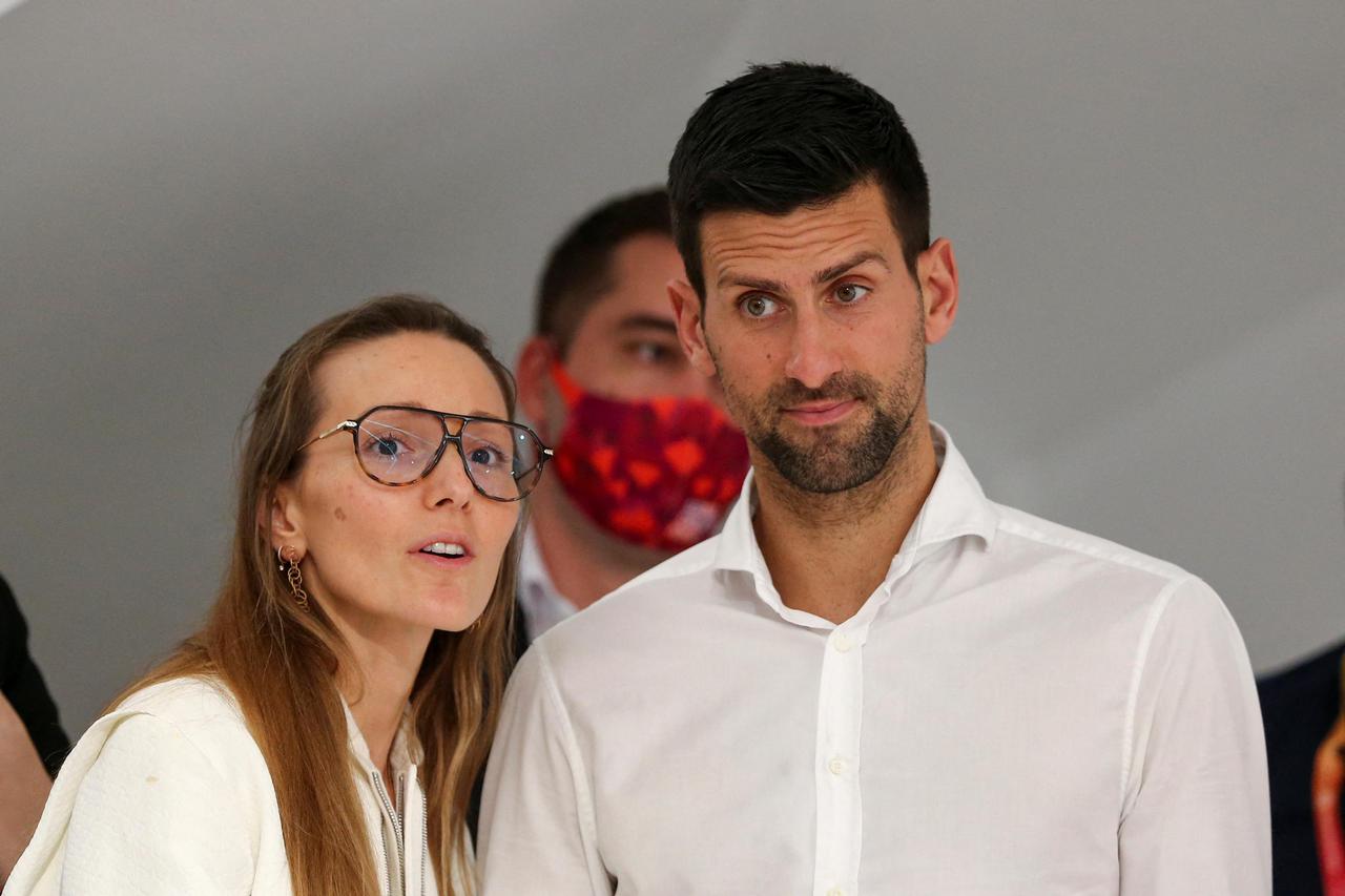 Tennis player Novak Djokovic visits the Serbia pavilion at Expo 2020, in Dubai