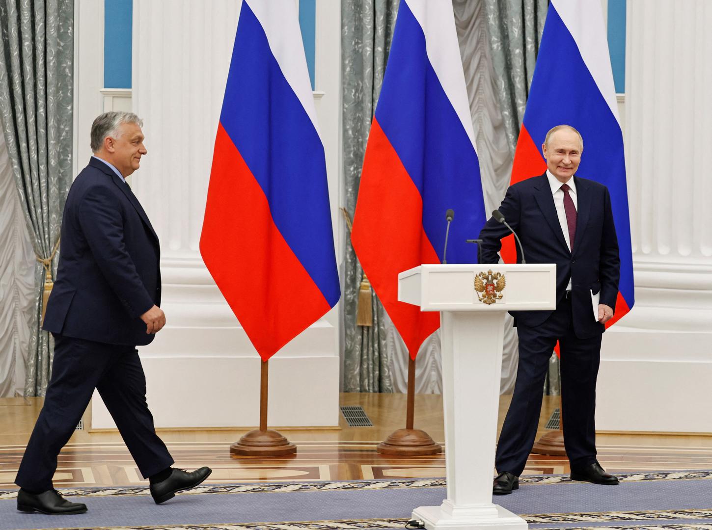 Hungary's Prime Minister Viktor Orban and Russia's President Vladimir Putin attend a press conference following their meeting in Moscow, Russia July 5, 2024. REUTERS/Evgenia Novozhenina Photo: EVGENIA NOVOZHENINA/REUTERS