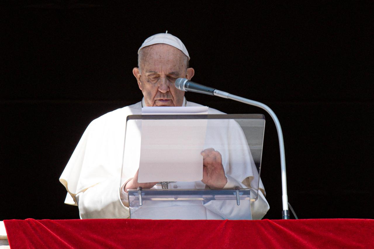 Pope Francis leads the Angelus prayer at the Vatican