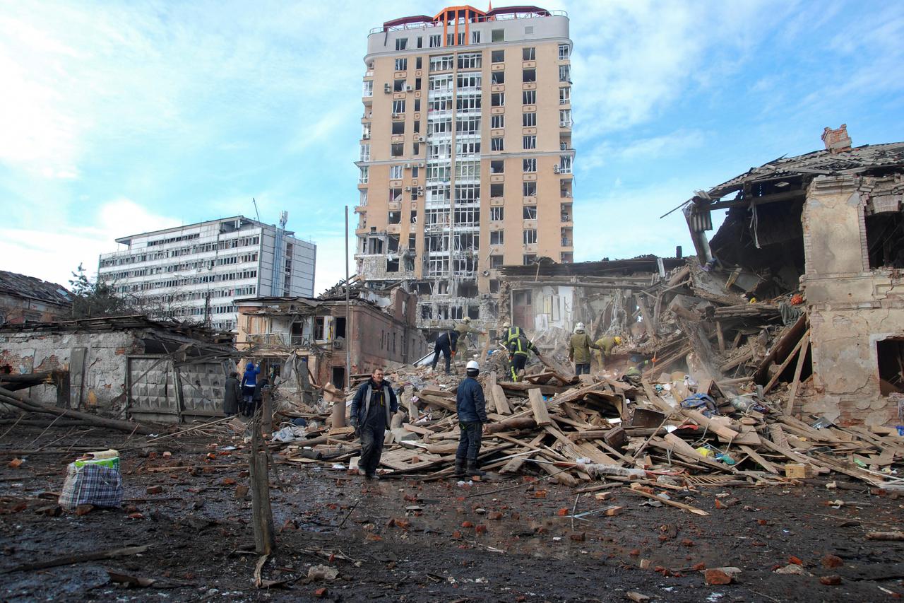 A view shows buildings damaged by recent shelling during Russia's invasion of Ukraine in Kharkiv