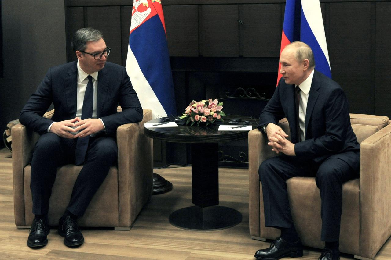 FILE PHOTO: Russian President Putin meets with his Serbian counterpart Vucic in Sochi